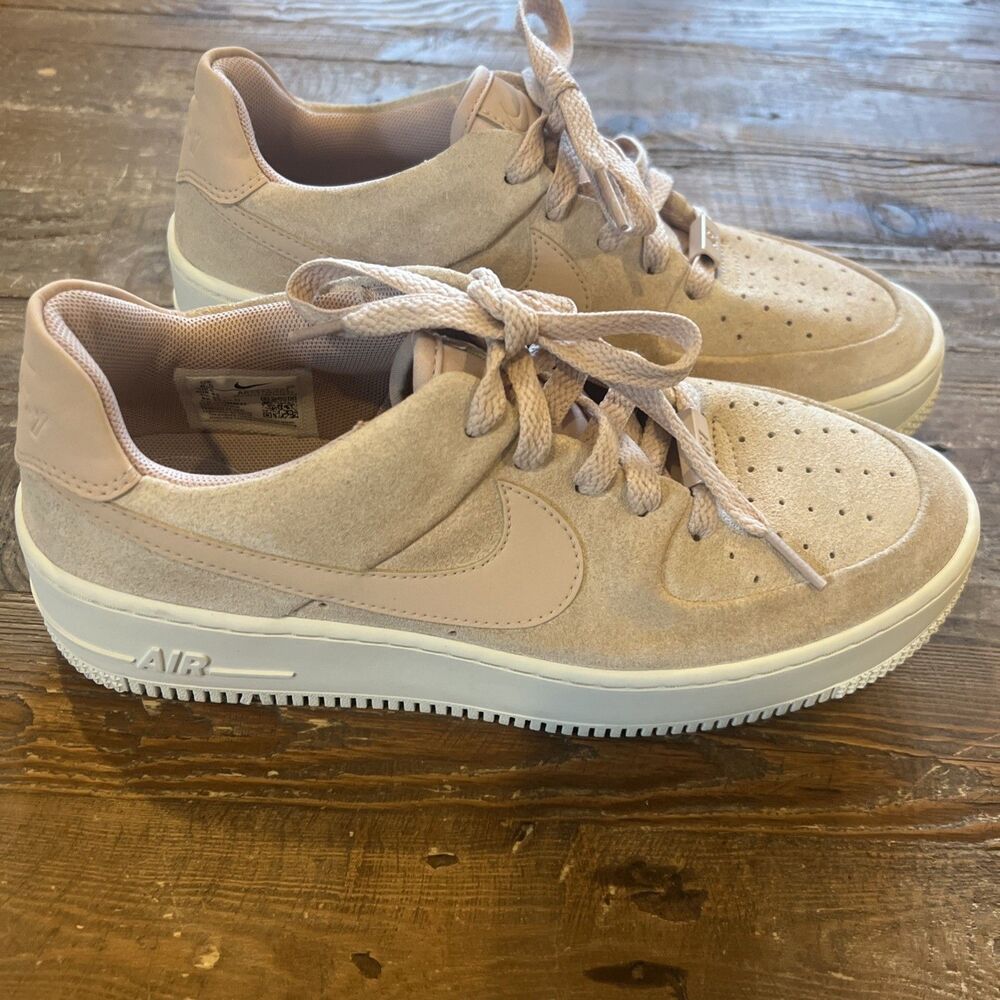 Nike Air Force 1 AF1 Sage Low Particle Beige Pink Womens Sz 8.5 AR5339-201 EUC
